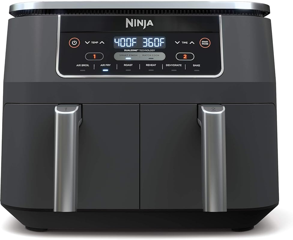 Ninja DZ201 Foodi 8 Qt DualZone 6-in-1 Air Fryer with 2 Independent Ba
