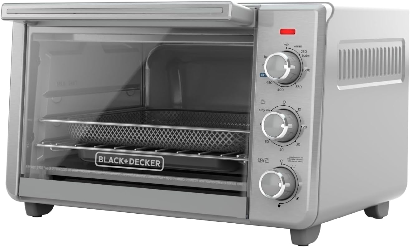 BLACK+DECKER 6-Slice Large Air Fryer Toaster Oven, 5-in-1 Functions & 