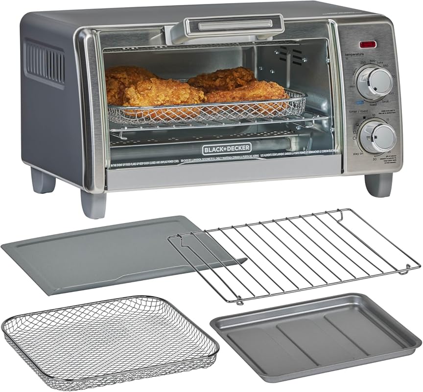 BLACK+DECKER 4-Slice Medium Air Fry Countertop Oven, 5-in-1 Functions 