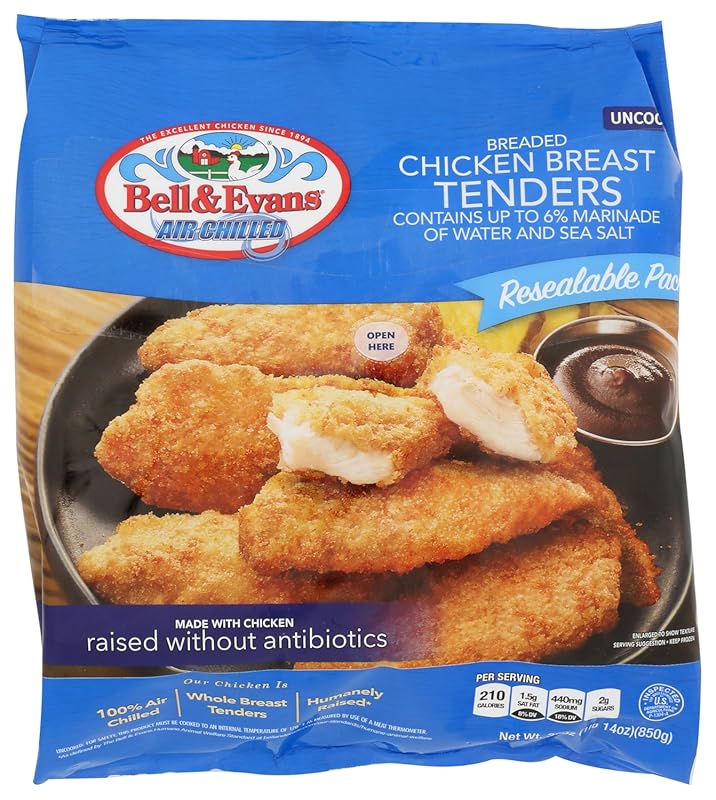 Bell & Evans 30 OZ Breaded Chicken Breast Tenders, Ready to Cook