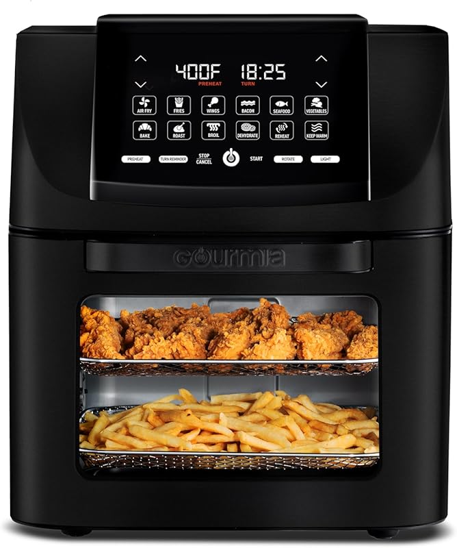 Gourmia 14 Qt All-in-One Air Fryer Oven with Rotisserie, 12 Presets, D