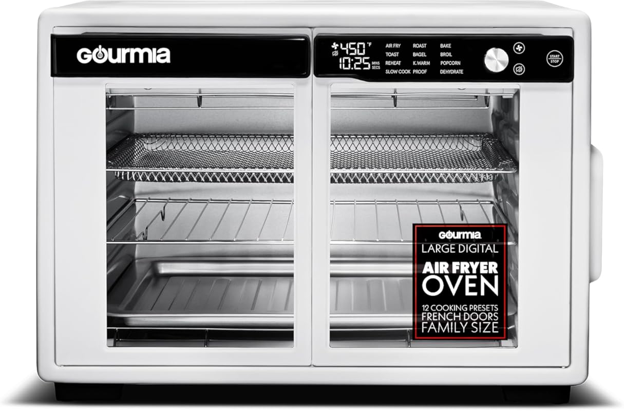 Gourmia 37QT French Door Air Fryer Oven with FryForce 360°, Digital Di