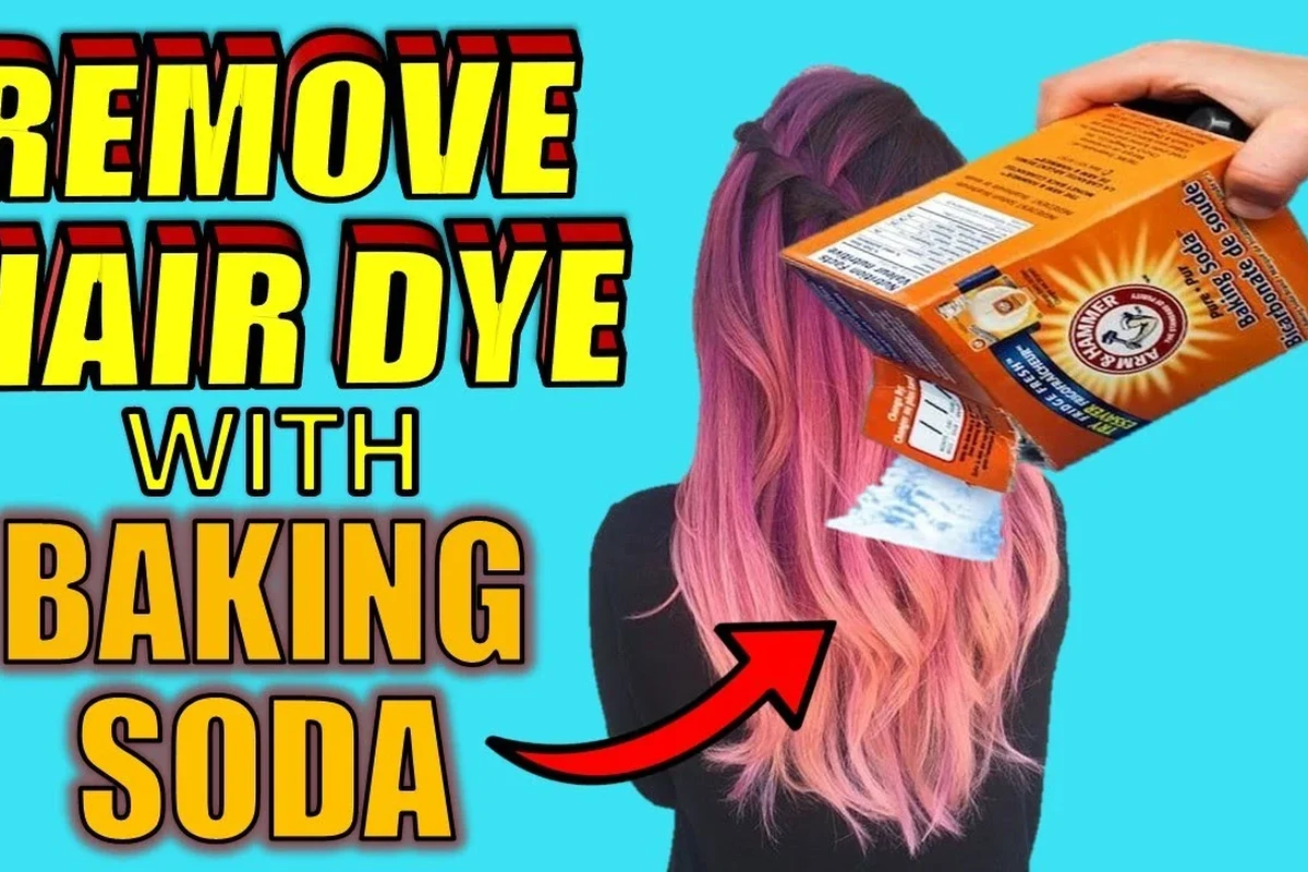 Baking soda and shampoo mixture used to fade hair dye on damp hair