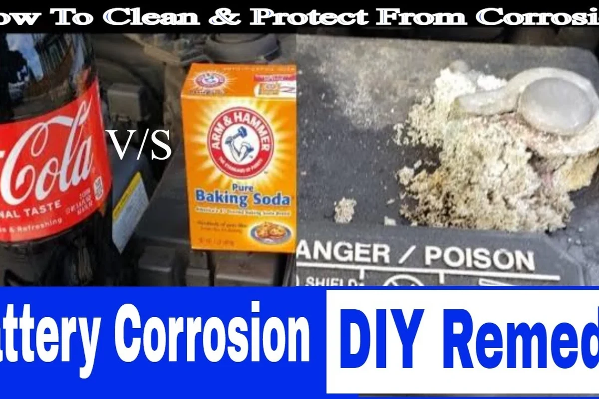 Baking soda cleaning battery corrosion from corroded battery terminals