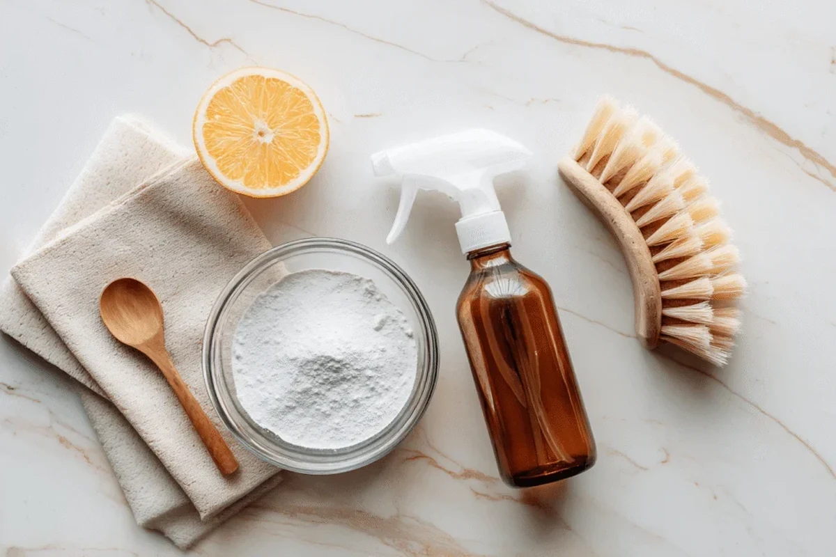 Front-load washing machine being cleaned with vinegar and baking soda for odor removal
