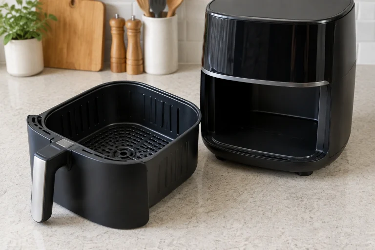 Air fryer basket and drawer after cleaning