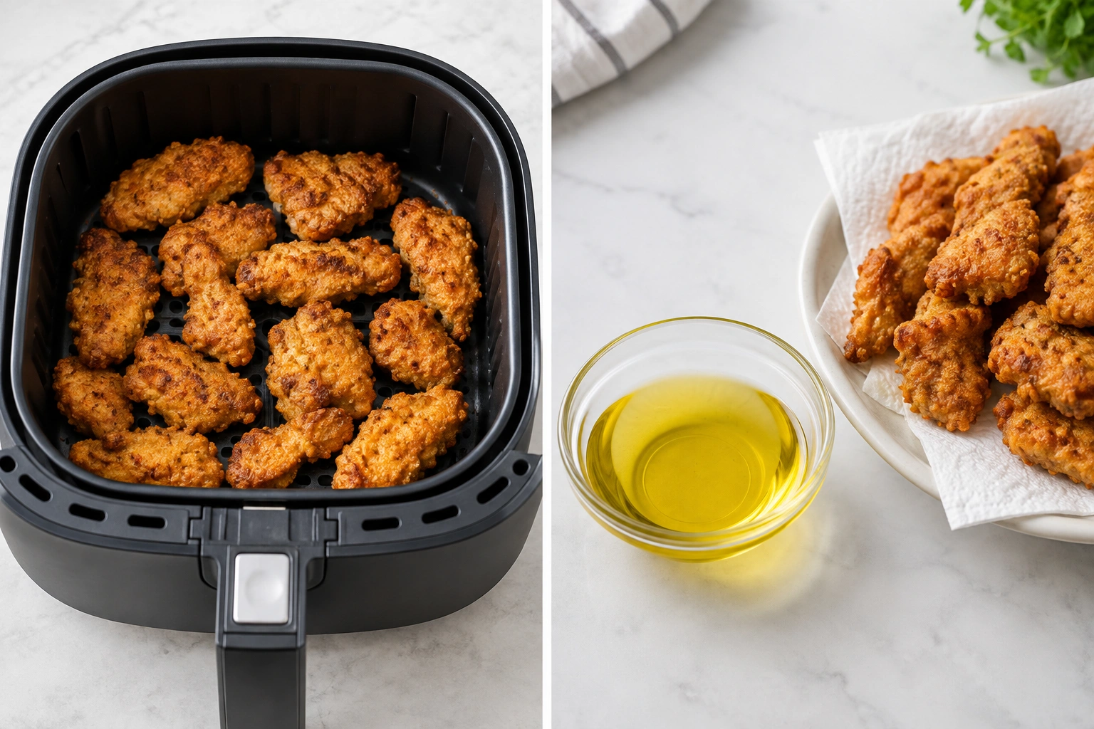 Comparison of air frying and deep frying for lower calorie cooking