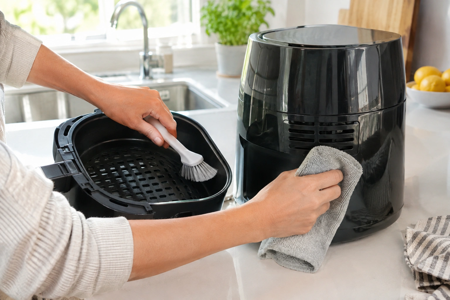Cleaning air fryer vents and basket to prevent overheating