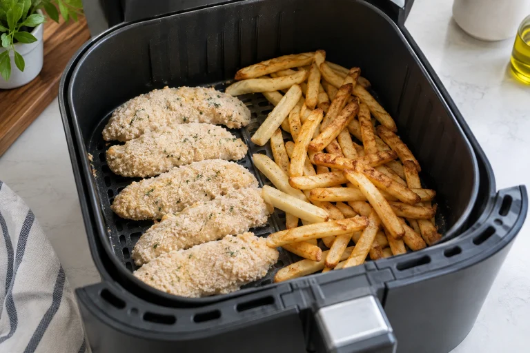 Air fryer food cooking through before browning