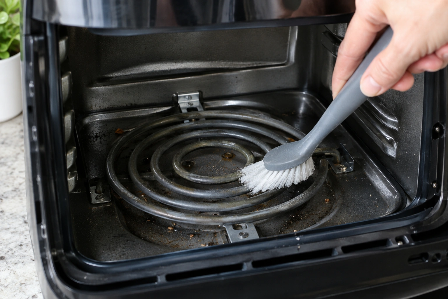 Cleaning the heating element and hidden corners