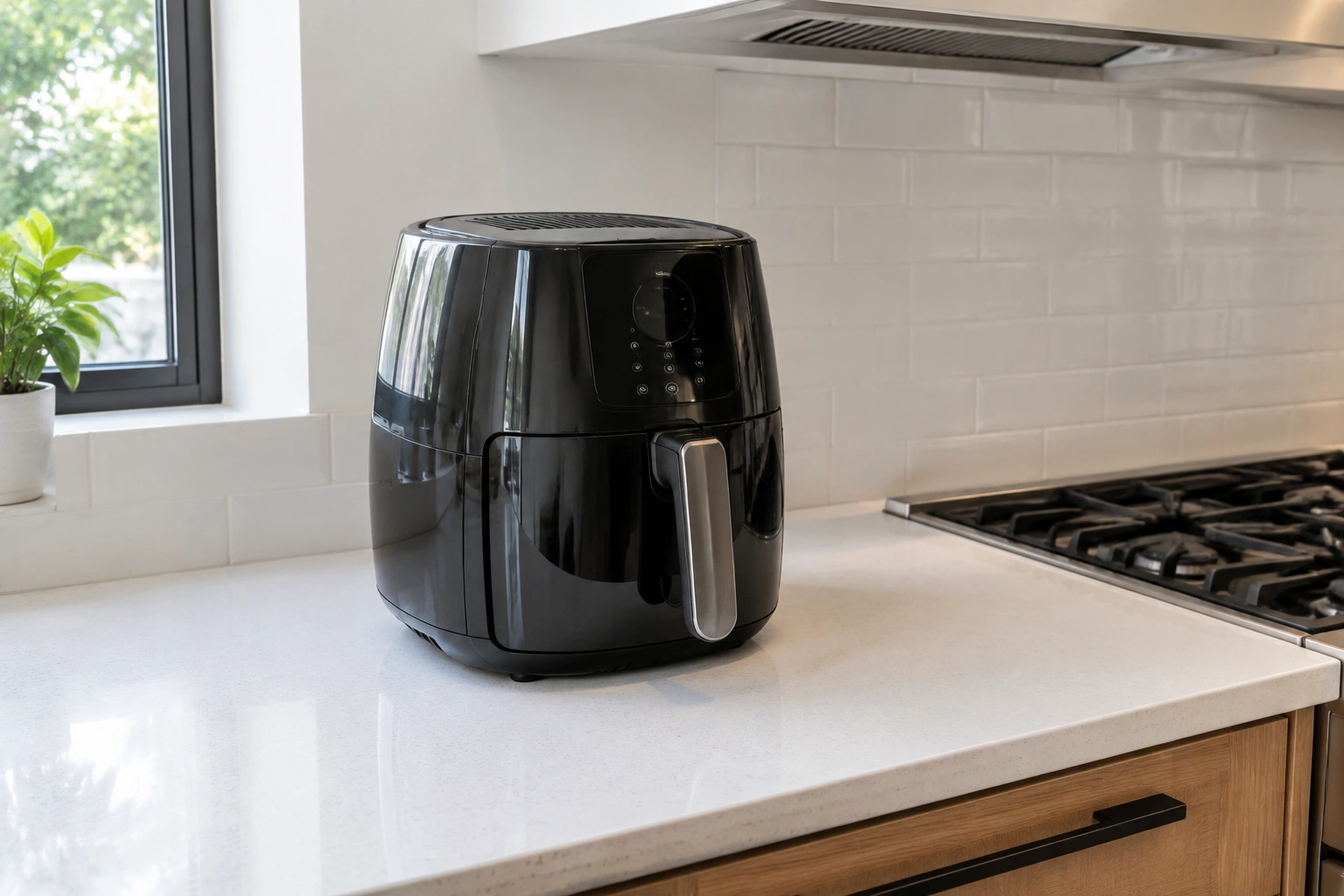 air fryer placed with space around vents for safe ventilation