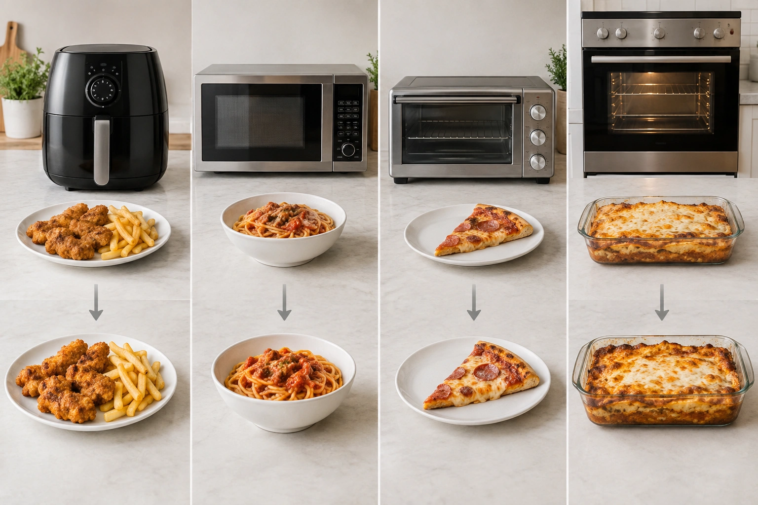 Comparison of air fryer microwave oven and toaster oven for reheating leftovers