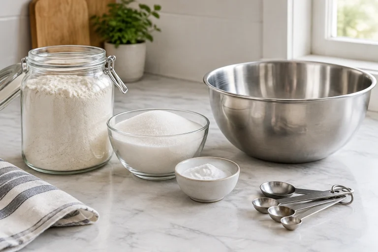 Bowl of baking ingredients on a counter