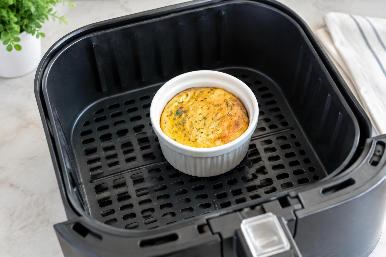 Ceramic dish safety check in an air fryer basket