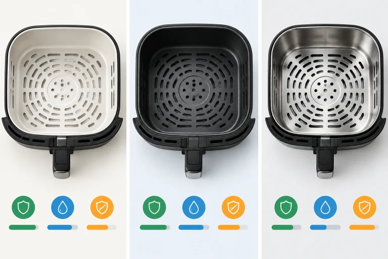 Comparison of ceramic, PTFE, and stainless steel air fryer coatings