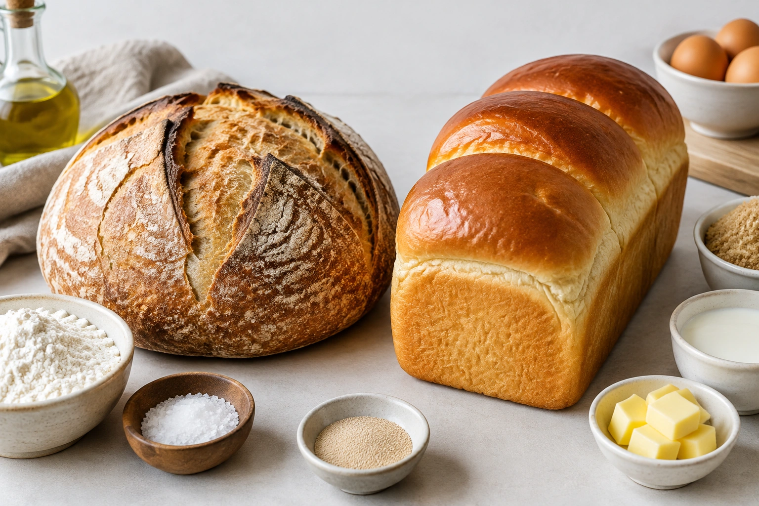 Comparison of lean dough and enriched dough ingredients with two different bread loaves