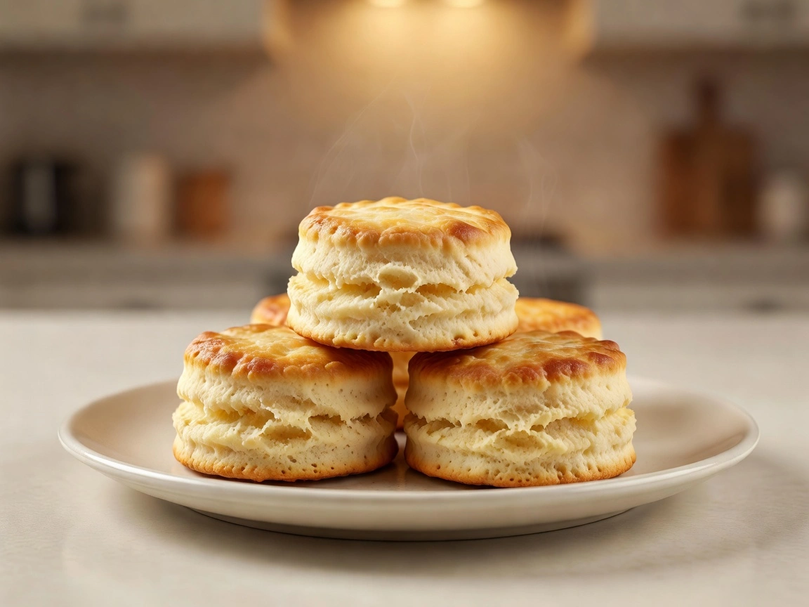 Golden brown frozen biscuits on a serving plate