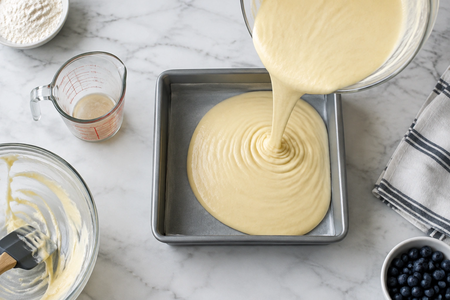 Measuring batter depth in a square baking pan