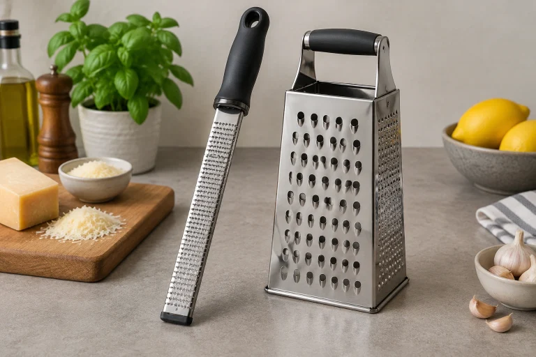 Side by side kitchen graters on a counter