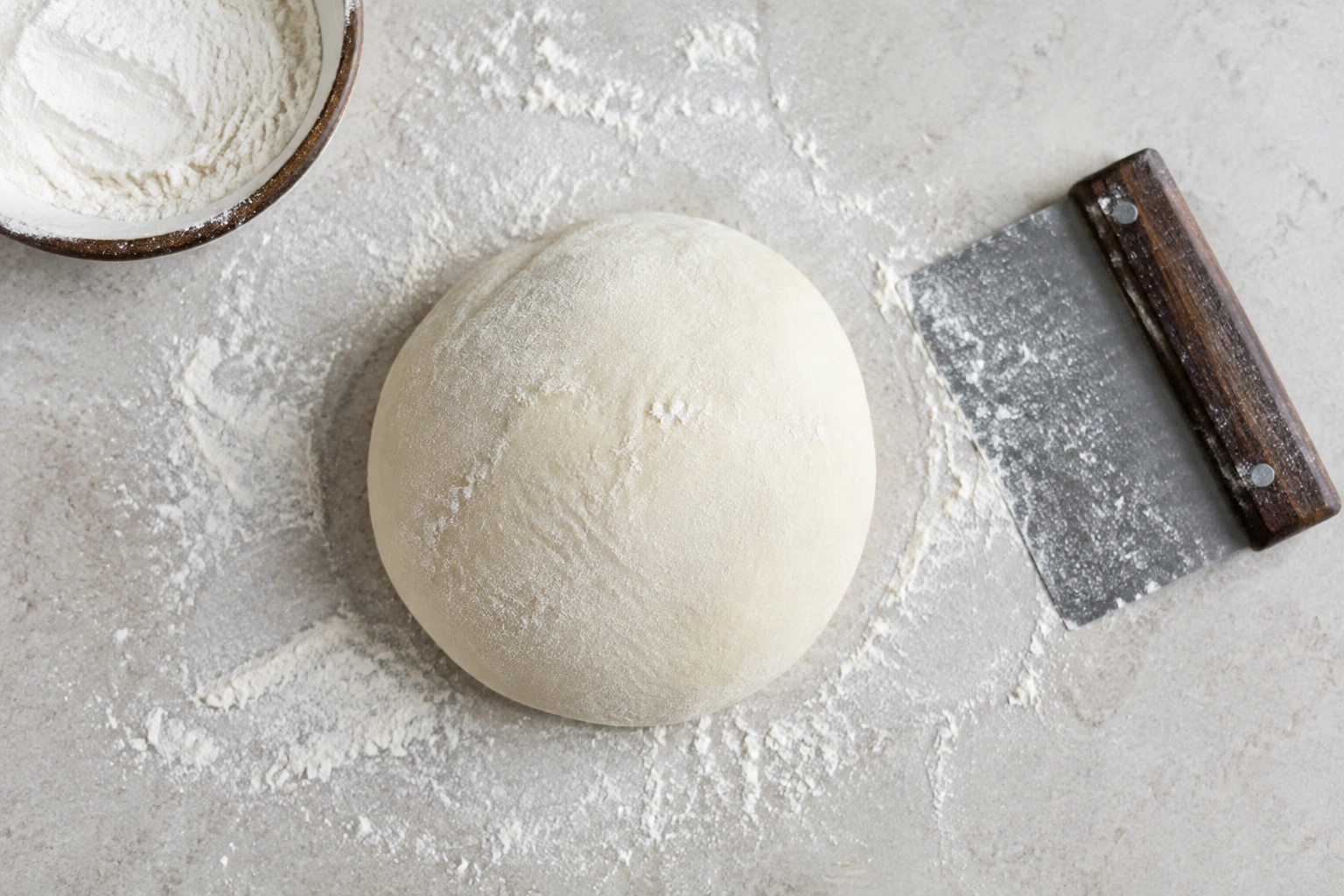 Pizza dough ball resting and ready for shaping