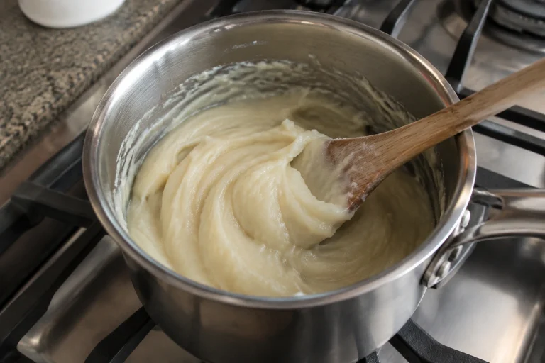A small saucepan with thickened flour mixture