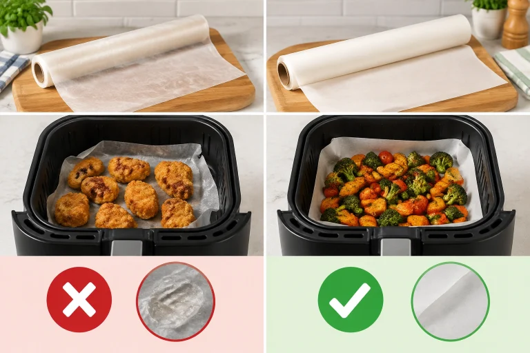 Comparison of wax paper and parchment paper for air fryer use